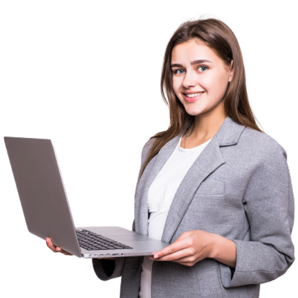 Young woman working laptop